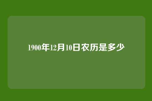 1900年12月10日农历是多少