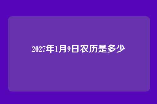2027年1月9日农历是多少