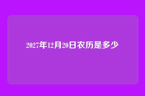 2027年12月20日农历是多少