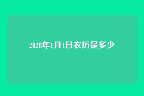 2028年1月1日农历是多少