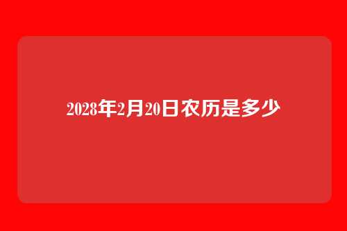 2028年2月20日农历是多少
