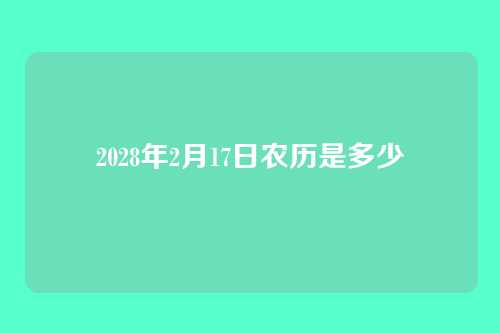 2028年2月17日农历是多少