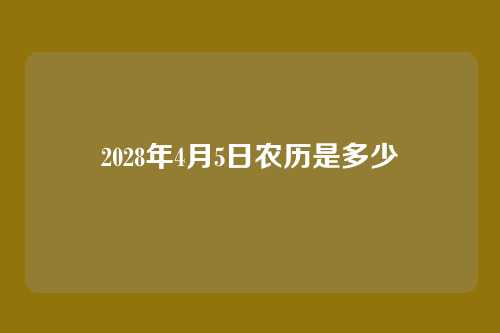 2028年4月5日农历是多少