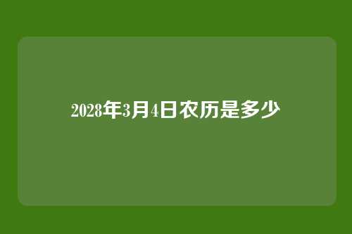 2028年3月4日农历是多少