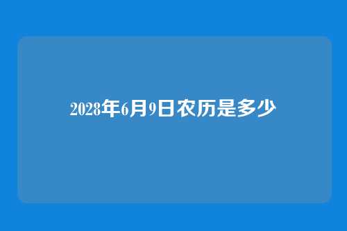 2028年6月9日农历是多少
