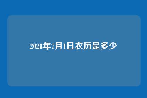 2028年7月1日农历是多少