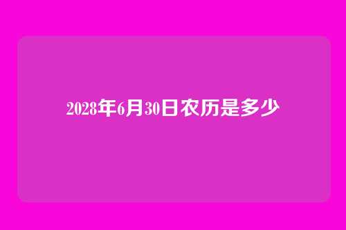 2028年6月30日农历是多少