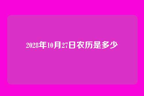 2028年10月27日农历是多少