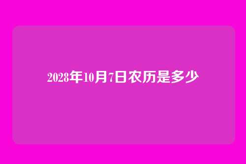 2028年10月7日农历是多少