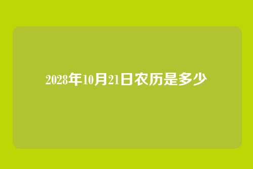 2028年10月21日农历是多少