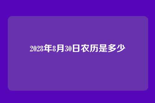 2028年8月30日农历是多少