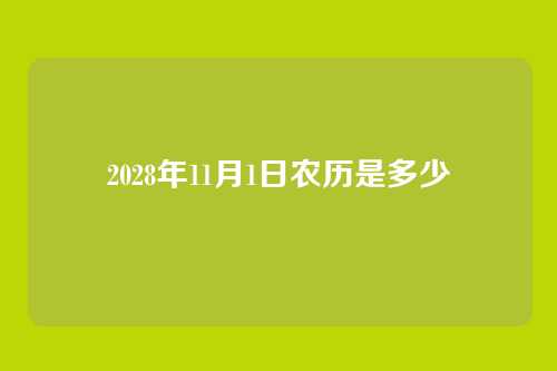 2028年11月1日农历是多少