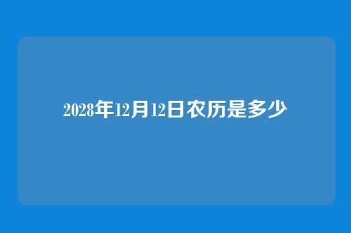 2028年12月12日农历是多少