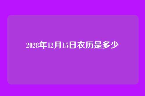 2028年12月15日农历是多少