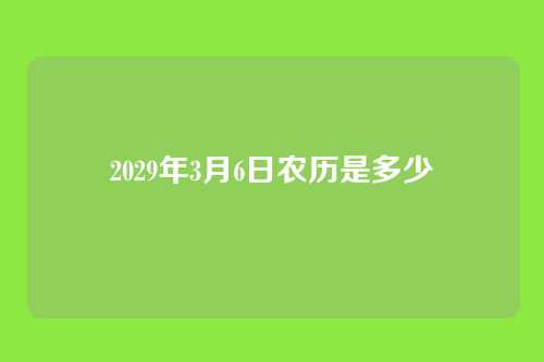 2029年3月6日农历是多少