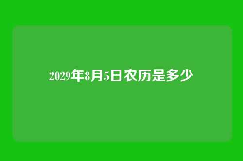 2029年8月5日农历是多少