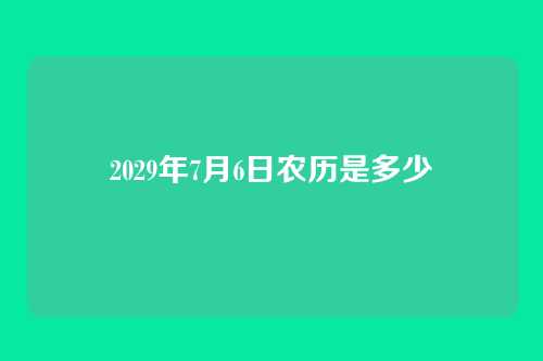 2029年7月6日农历是多少
