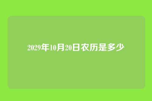 2029年10月20日农历是多少