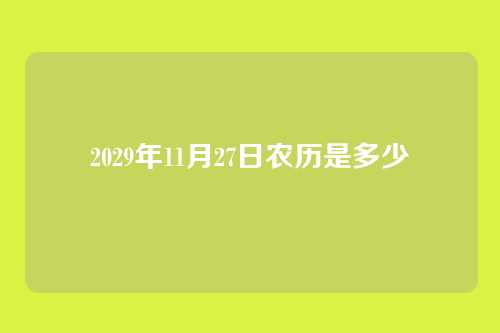 2029年11月27日农历是多少