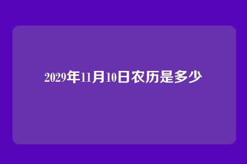 2029年11月10日农历是多少