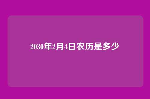 2030年2月4日农历是多少