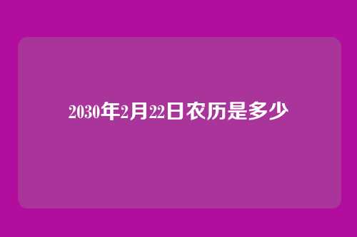 2030年2月22日农历是多少