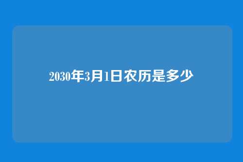 2030年3月1日农历是多少