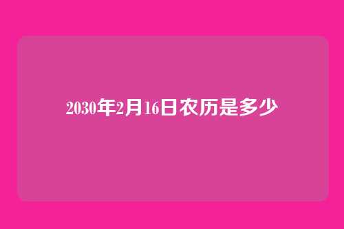 2030年2月16日农历是多少