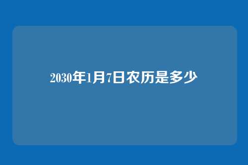2030年1月7日农历是多少
