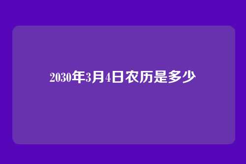 2030年3月4日农历是多少