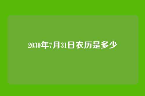 2030年7月31日农历是多少