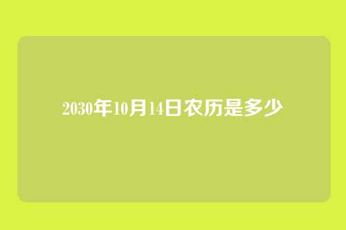 2030年10月14日农历是多少