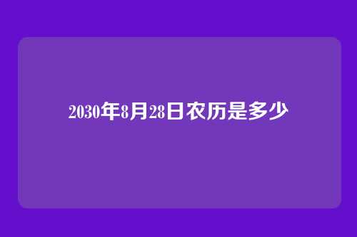 2030年8月28日农历是多少