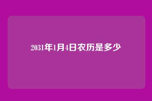2031年1月4日农历是多少