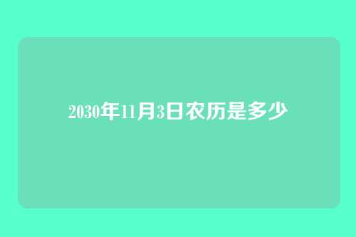2030年11月3日农历是多少