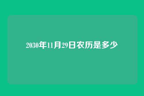 2030年11月29日农历是多少