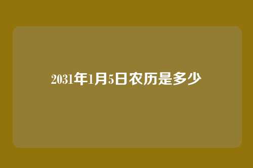 2031年1月5日农历是多少