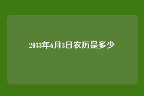 2033年6月3日农历是多少