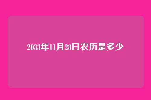 2033年11月28日农历是多少