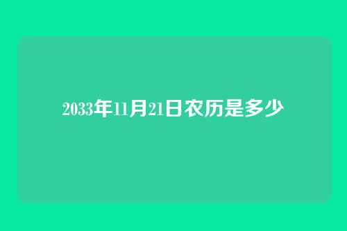 2033年11月21日农历是多少