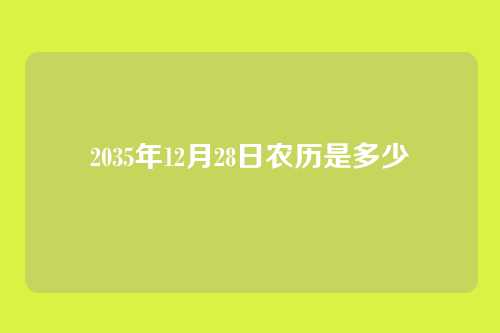 2035年12月28日农历是多少