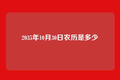 2035年10月30日农历是多少