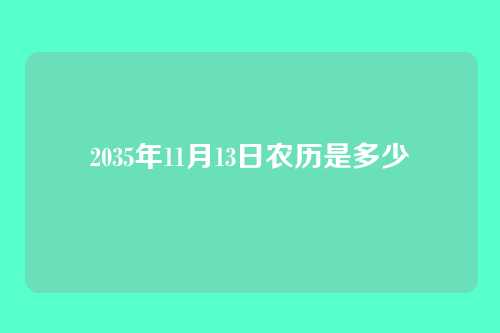 2035年11月13日农历是多少