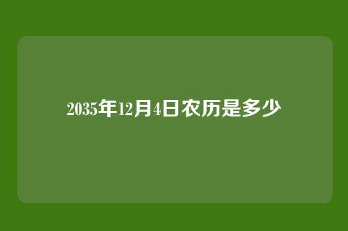 2035年12月4日农历是多少