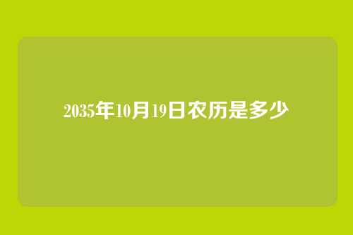 2035年10月19日农历是多少