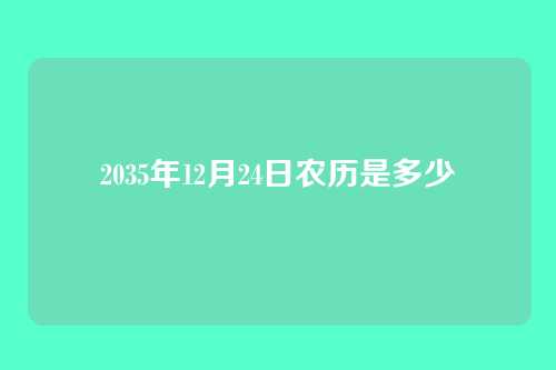 2035年12月24日农历是多少