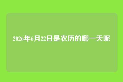 2026年6月22日是农历的哪一天呢