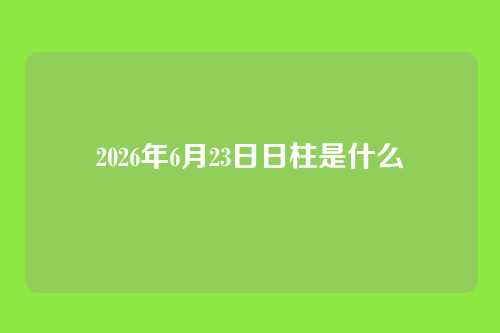 2026年6月23日日柱是什么