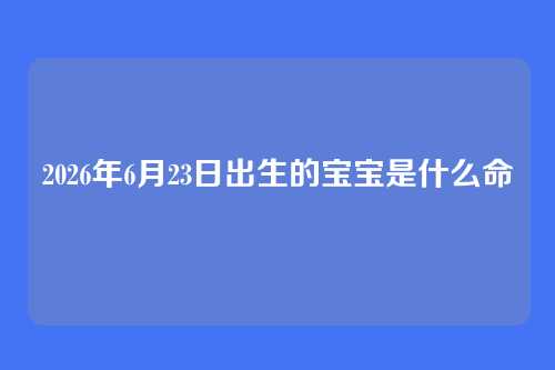 2026年6月23日出生的宝宝是什么命