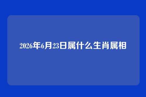 2026年6月23日属什么生肖属相